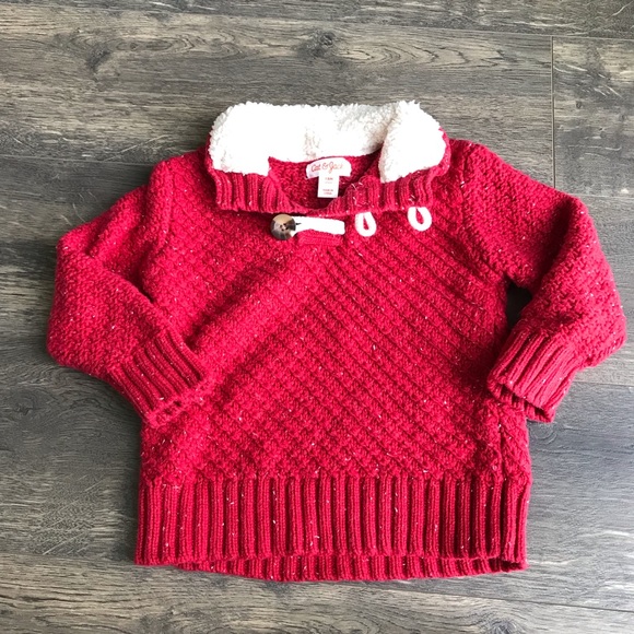 2/$15 Cat and Jack Red Sweater 18m Pullover - Picture 2 of 5